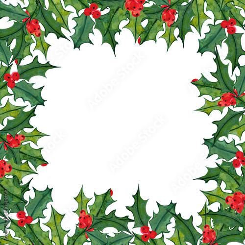 Green Holly, red berries.