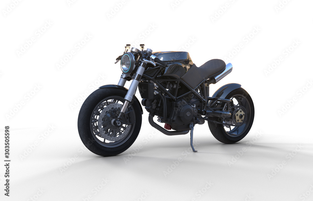 Motorbike custom isolated on white background with shadow