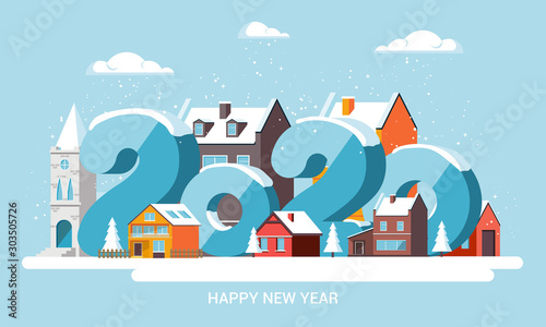 Flat design concept banner - Happy New Year