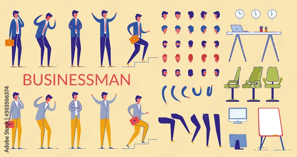 Businessman Character Constructor, Office Worker. Businessman Character Constructor, Office Worker.