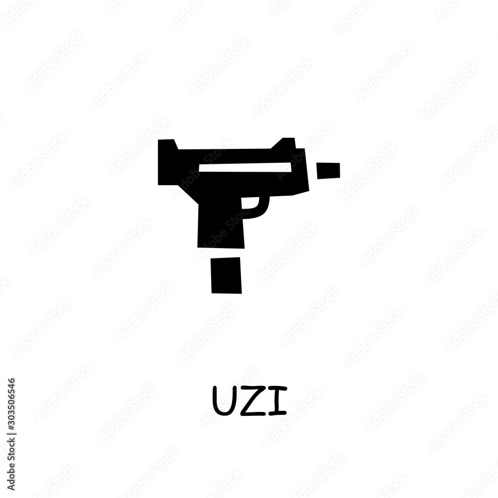 Uzi Firearm flat vector icon Uzi Firearm flat vector icon