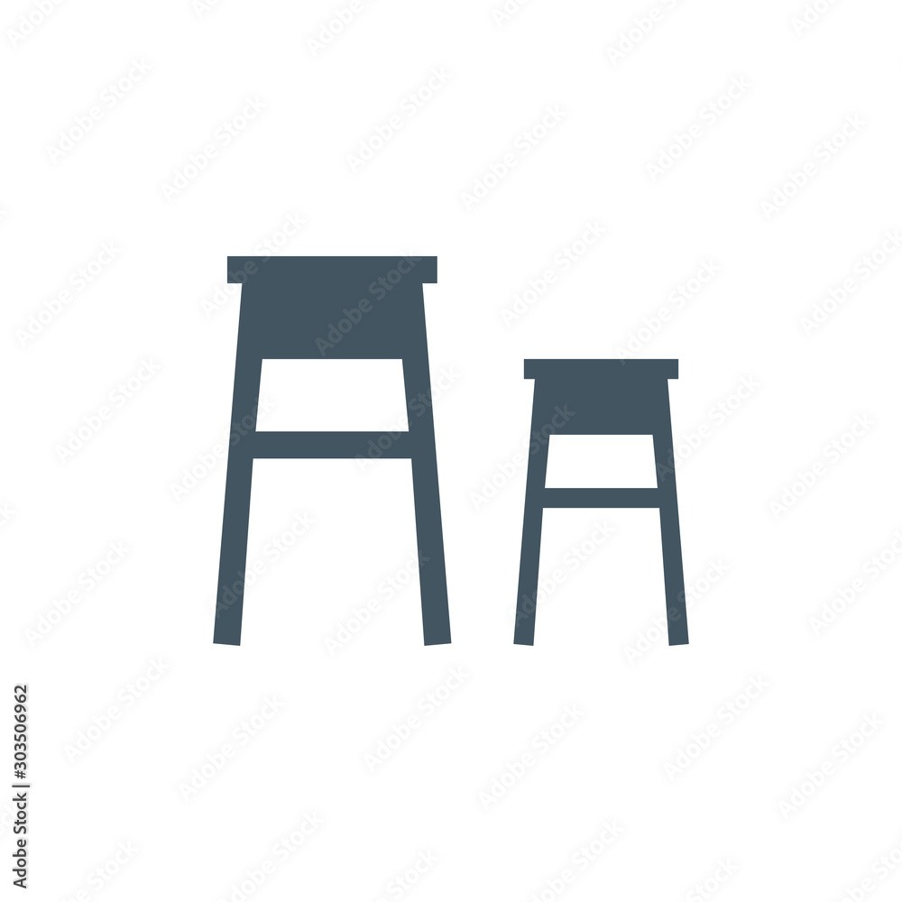 Stool vector in flat style design. Classic furniture for kitchen or living room. Isolated on white Stool vector in flat style design. Classic furniture for kitchen or living room. Isolated on white