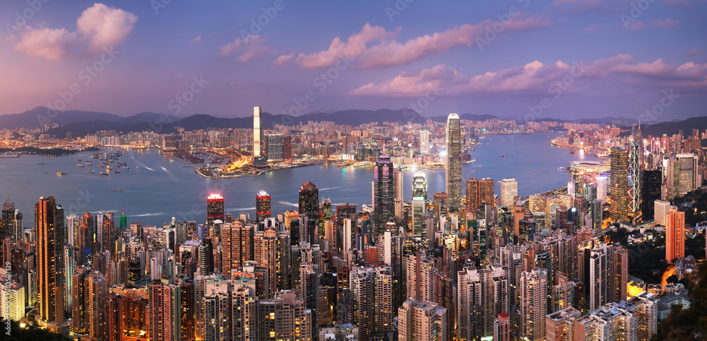Hong Kong at night skyline