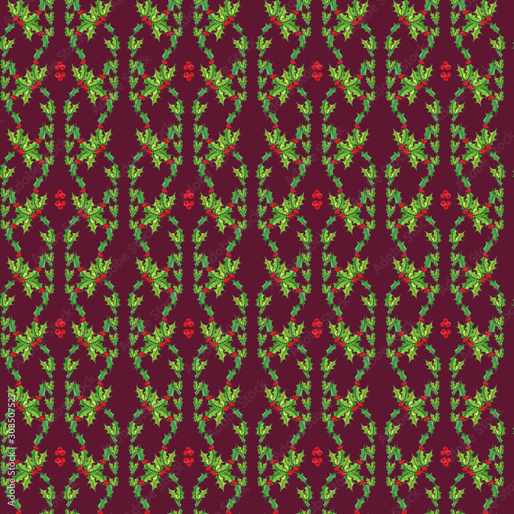 Green Holly, red berries. Green Holly, red berries.