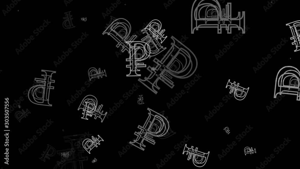Black and White Ridged Russian Ruble Symbol Splashing Up Seamless Loop Black and White Ridged Russian Ruble Symbol Splashing Up Seamless Loop