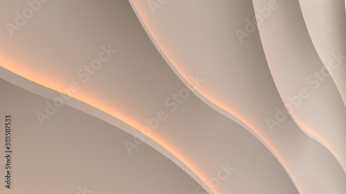 Simple glow lines on wall background 3d render
