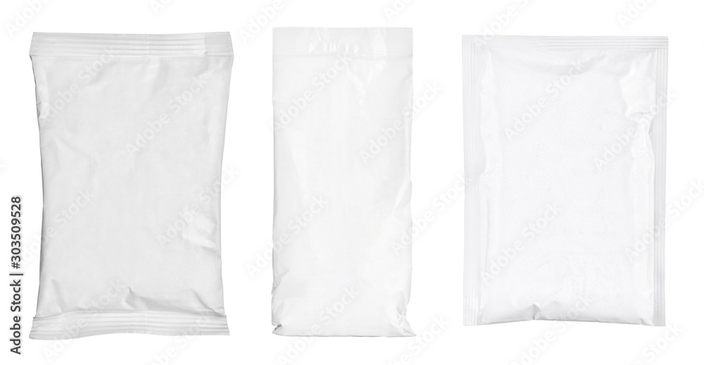 white silver aluminum paper bag package food template box background white silver aluminum paper bag package food template box background