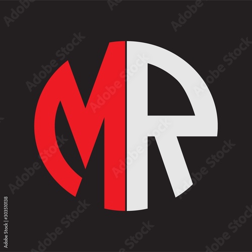 MR Initial Logo design Monogram Isolated on black background