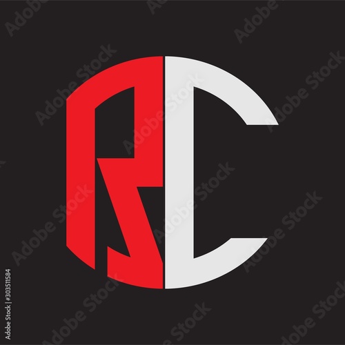 RC Initial Logo design Monogram Isolated on black background