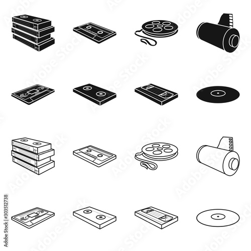 Vector design of equipment and device icon. Collection of equipment and player stock symbol for web.