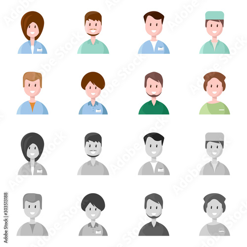 Vector illustration of medical and clinic icon. Set of medical and profession stock symbol for web.