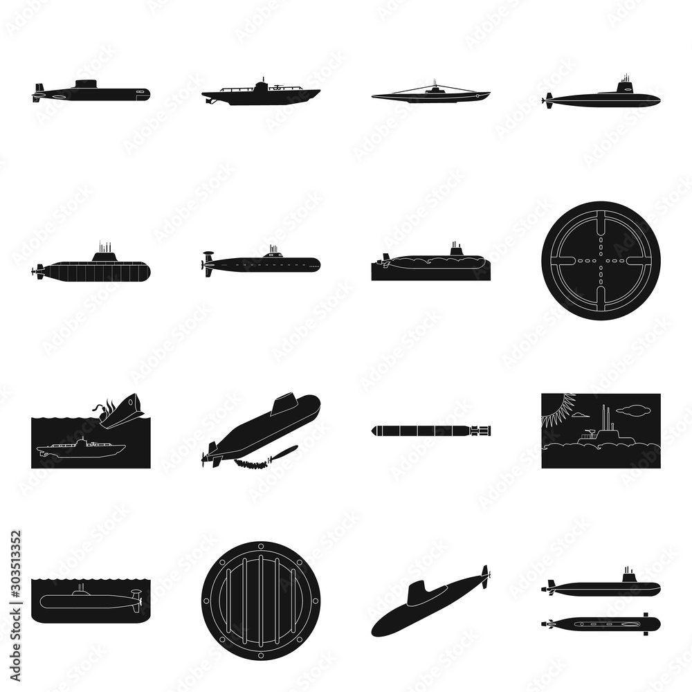 Vector design of technology and fleet logo. Set of technology and navy stock symbol for web.