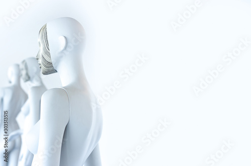 Abstract background of mannequins in on the shop window