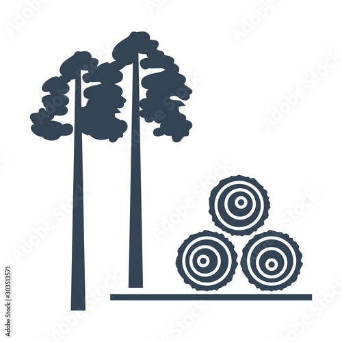 black icon lumber, wood, logging industry, felled trees