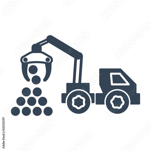 black icon lumber, wood, logging industry, skidder, harvest