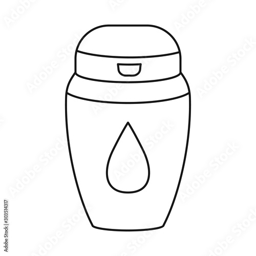 Vector design of bottle and aloe sign. Graphic of bottle and gel stock symbol for web.