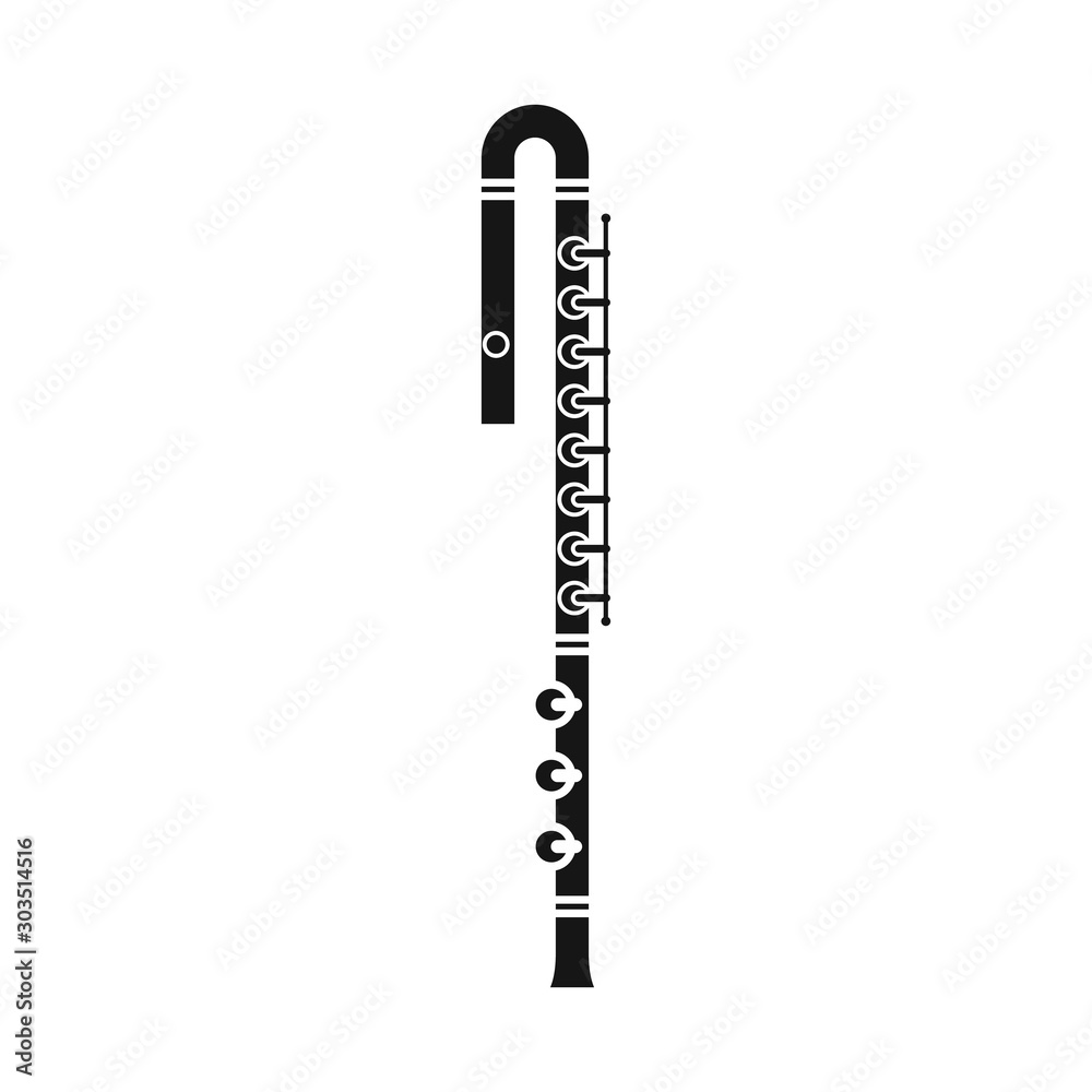 Isolated object of flute and symphony logo. Web element of flute and orchestral vector icon for stock. Isolated object of flute and symphony logo. Web element of flute and orchestral vector icon for stock.