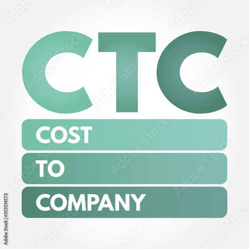 CTC - Cost To Company acronym, business concept background