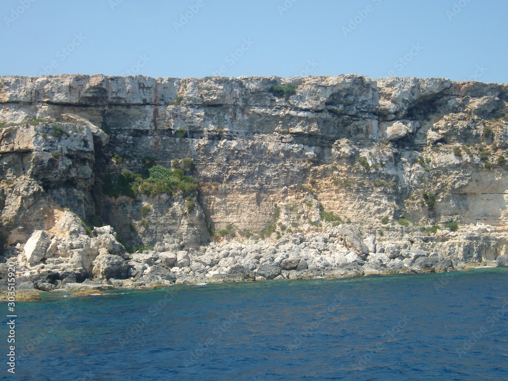 Malta coastal area with steep rocks