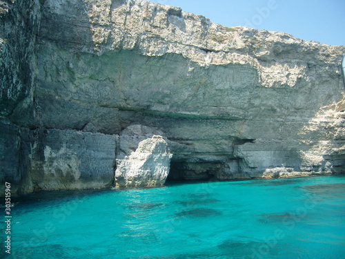 Malta coastal steep area with caves