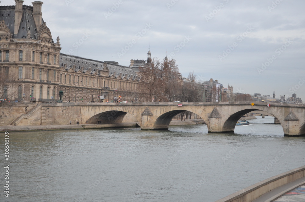 Bridge over the seine Paris grey overcast rainy day Bridge over the seine Paris grey overcast rainy day