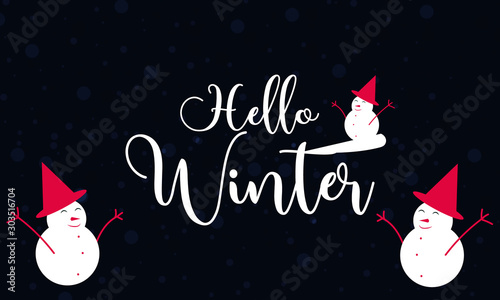 hello Winter Background With Snowman