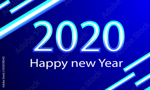 2020 Happy New Year Greeting Card Design
