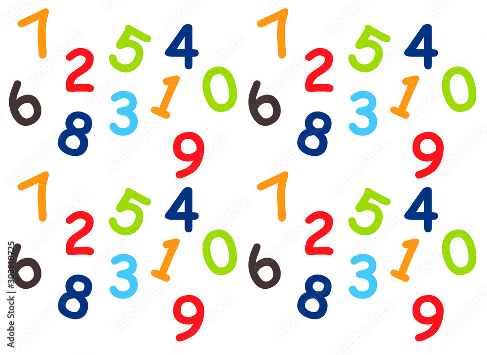 pattern of colored numbers on a white background, colored numbers pattern of colored numbers on a white background, colored numbers