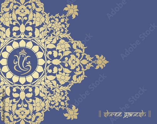 Ganesha, wedding card, royal Rajasthan, India	