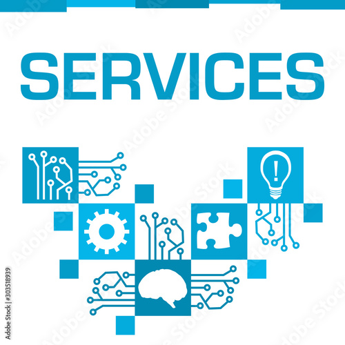 Services Blue Squares Symbols Circuit Elements