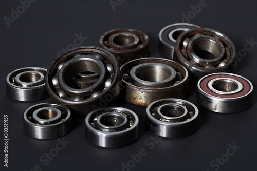 radial bearings on a black background