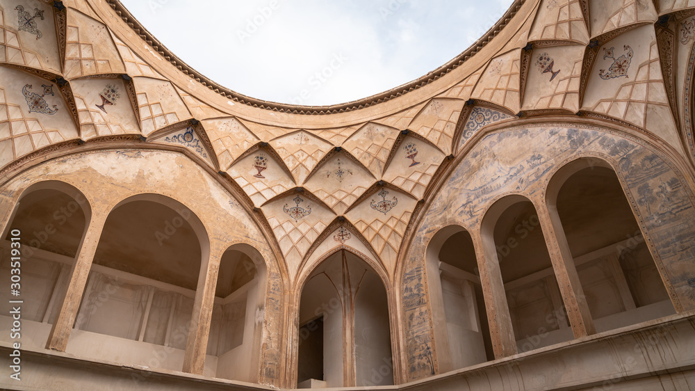 Architectural details of Tabatabaei Natanzi Khaneh Historical House in Kashan, Iran