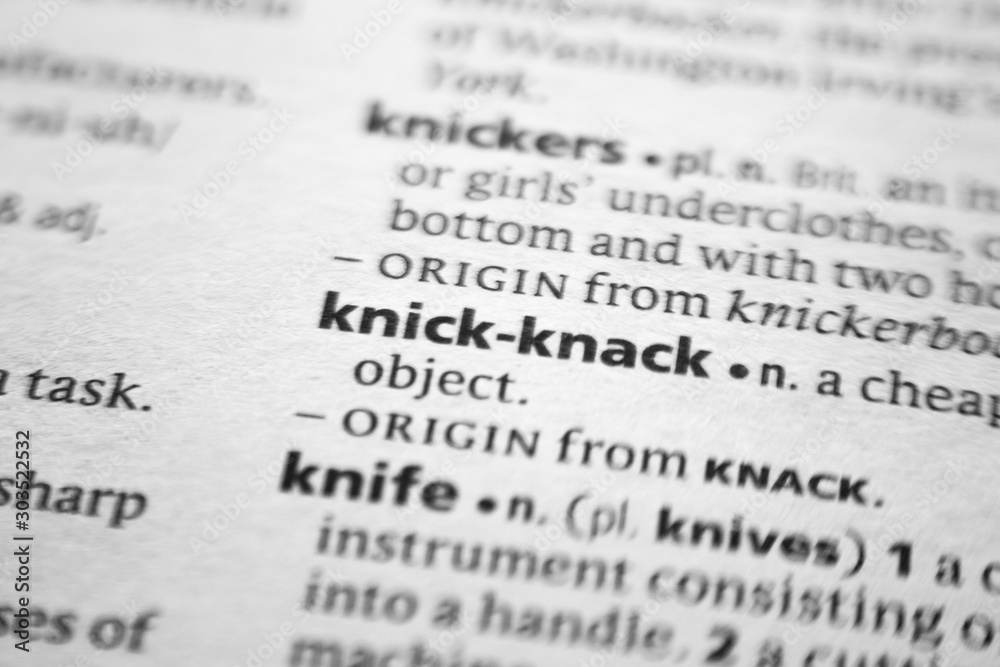 Word or phrase Knick-knack in a dictionary. Word or phrase Knick-knack in a dictionary.
