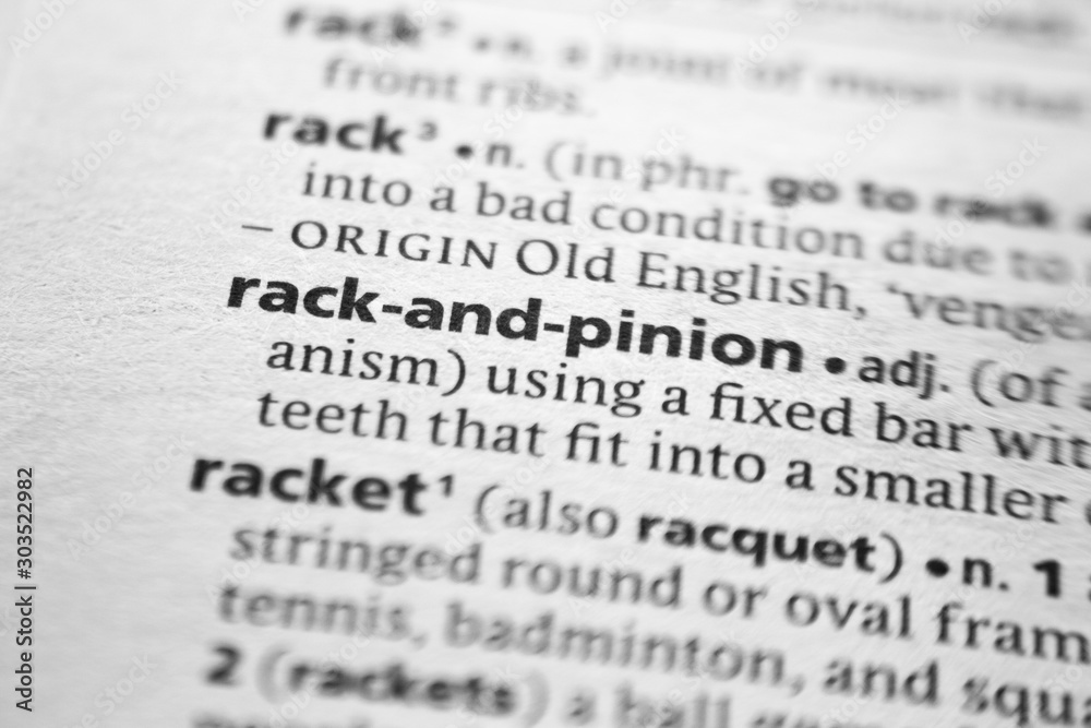 Word or phrase Rack-and-pinion in a dictionary. Word or phrase Rack-and-pinion in a dictionary.