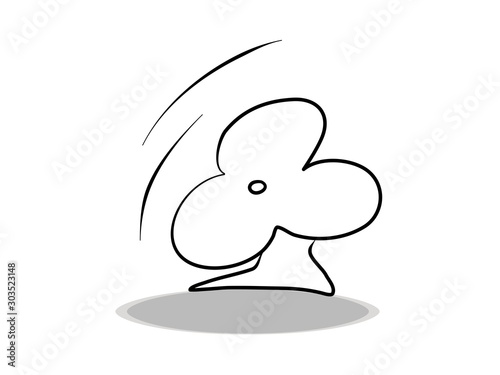Fan icon on white background, flat design, hand drawing. Illustration of climatic equipment, contour of symbol black