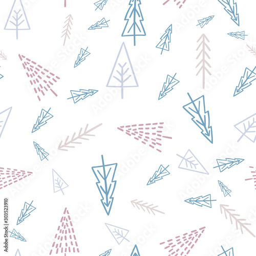 Vector Seamless Christmas Trees festive repeat pattern