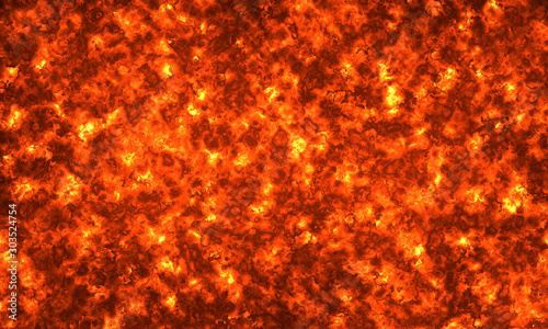Red lava fire background of eruption volcano