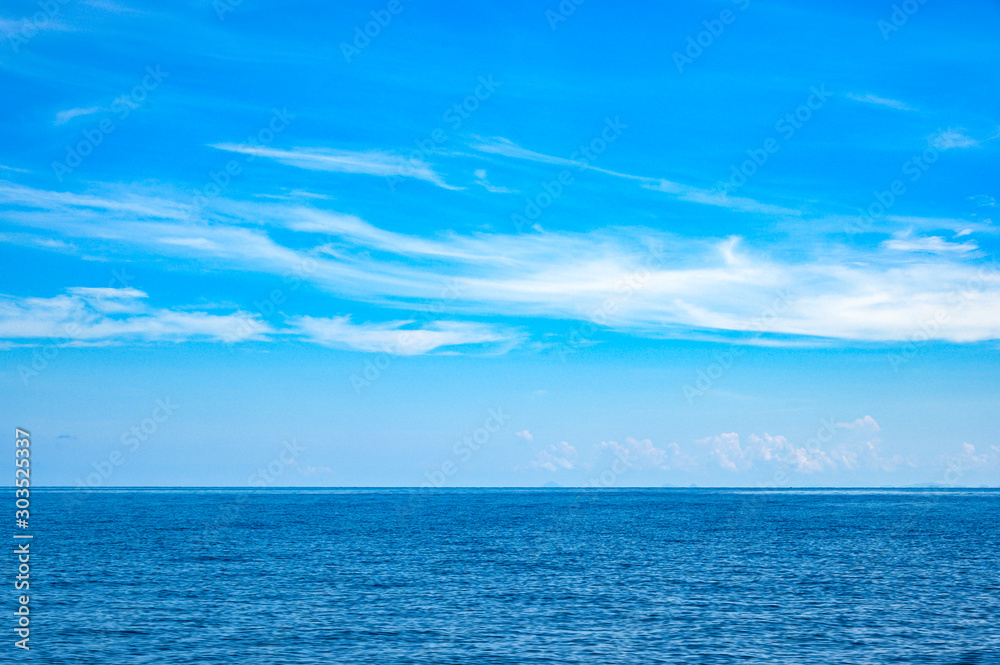 Calm Sea and Blue Sky Background.