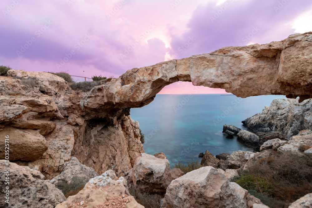 stone arch at the coast of cyprus