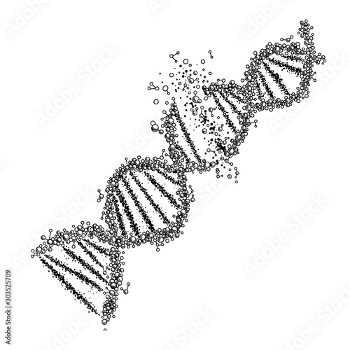 Crushed DNA spiral, hand drawn vector illustration