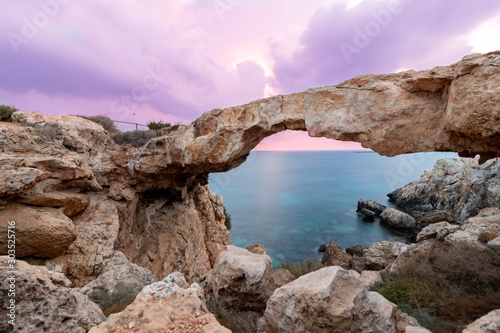 stone arch at the coast of cyprus