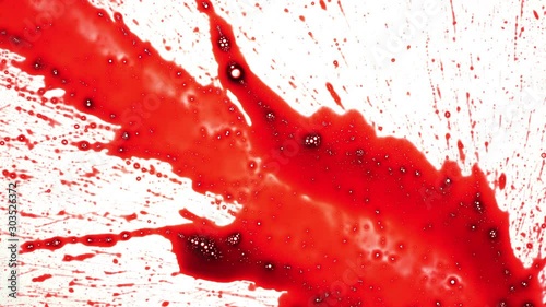 Blood splash on white background, multi shot photo