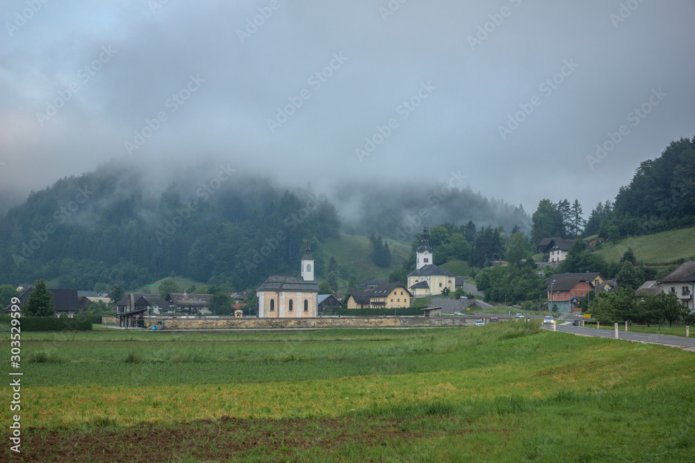 View on the Selca village in Slovenia