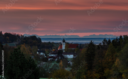 Grafling Village with Alps Backdrop