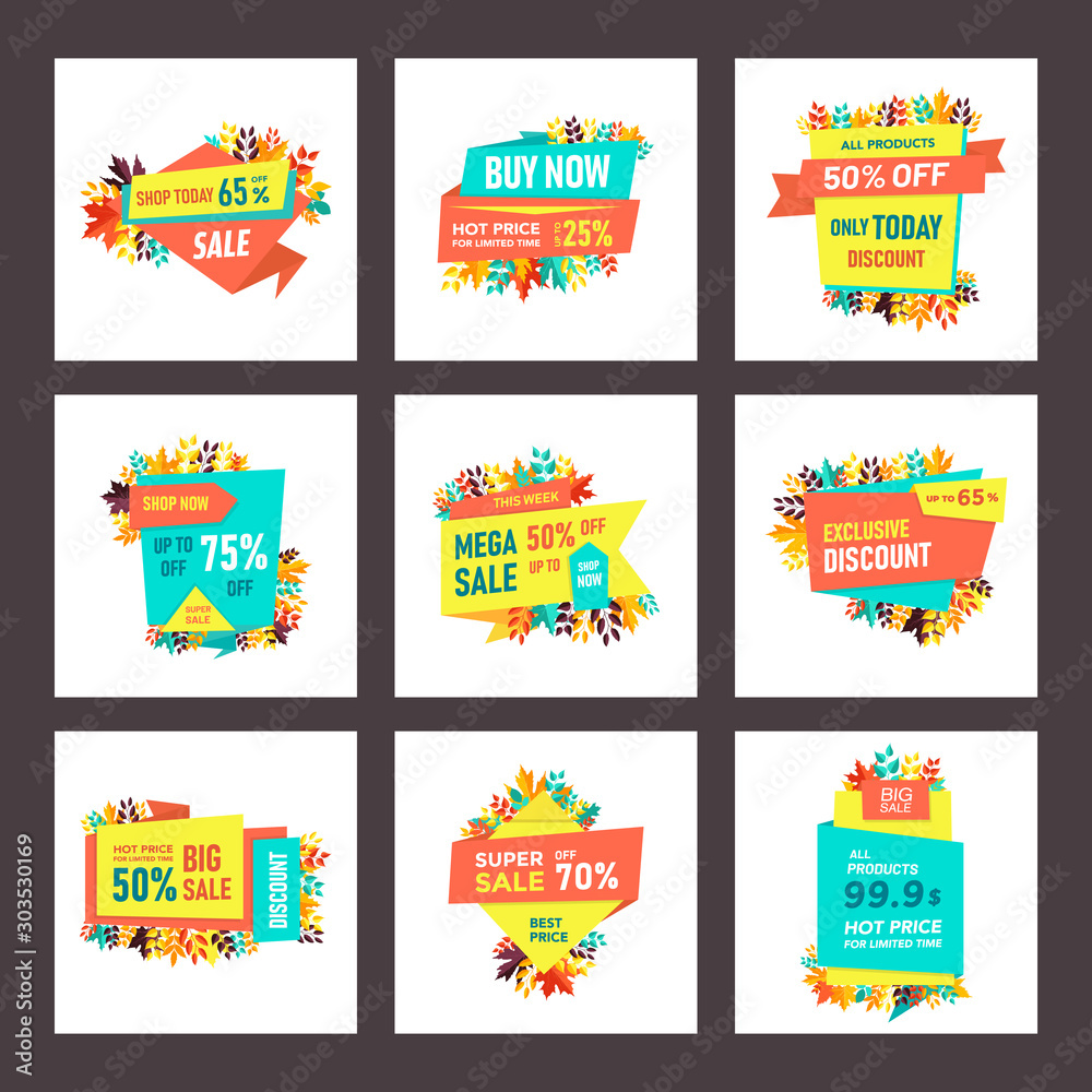 Pack Of Shopping Banners Vector 