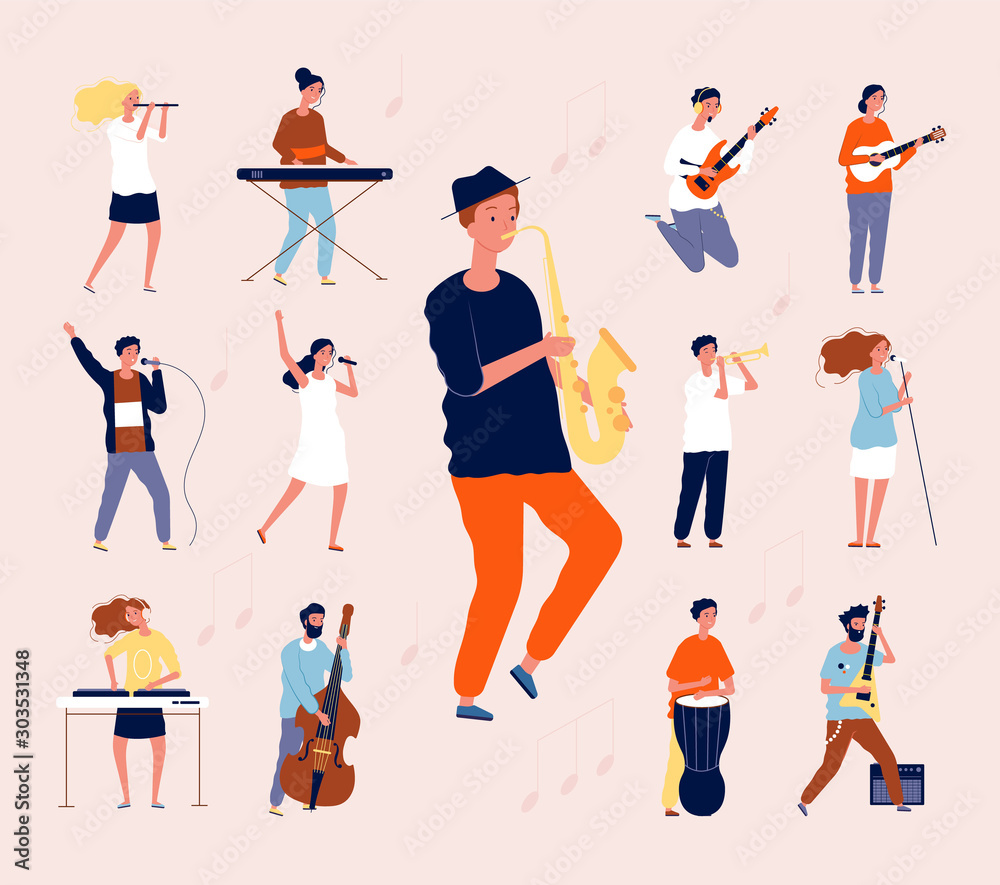 Music persons. Rock classical musical performing musicians singing and ...