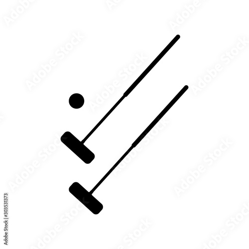 croquet game symbol. vector icon in white