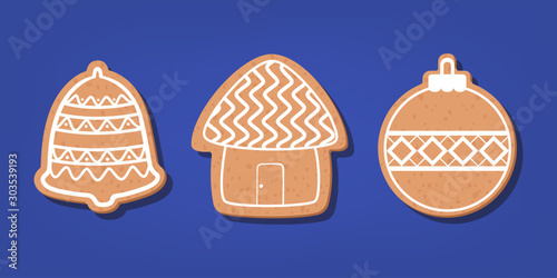 Set of traditional sweet baked christmas cookie