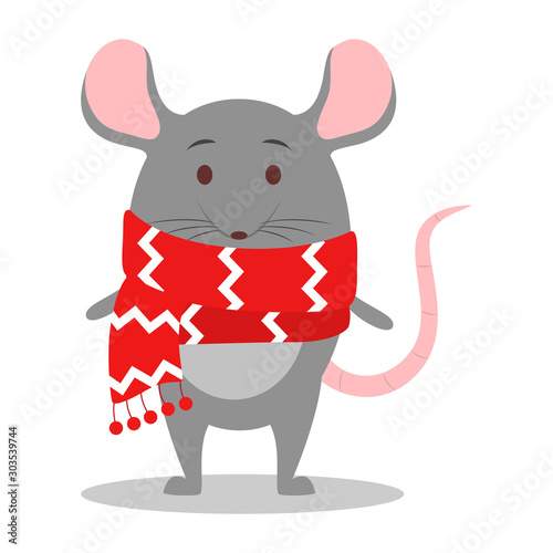 Cute christmas rat set holding festive stuff.