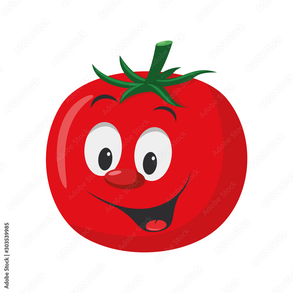 Obraz premium Vegetables Characters Collection: Vector illustration of a funny and smiling tomato in cartoon style.